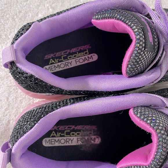 Skechers Black Purple Lace up Activewear Athletic Sneakers 4.5 - Picture 6 of 11